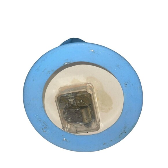 Vintage Girl Under Umbrella Blue Outfit Ceramic Music Box Girl Dog Duck RARE - Picture 8 of 15